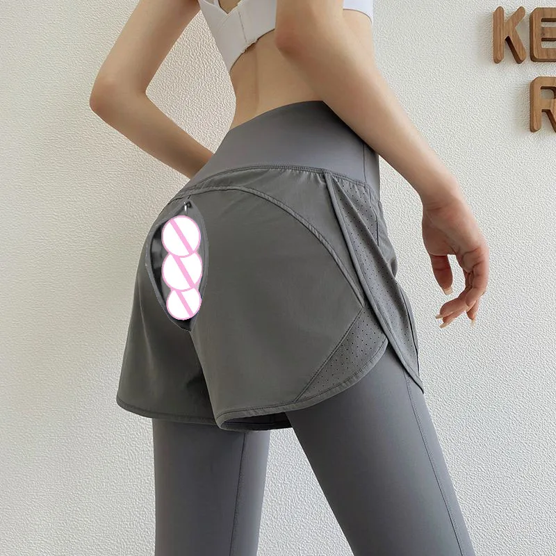 Invisible Open Gear Outdoor Sex High Waist Workout Women Pants Quick-dry Tummy Control Yoga Running Jogger Gym Leggings Push Up