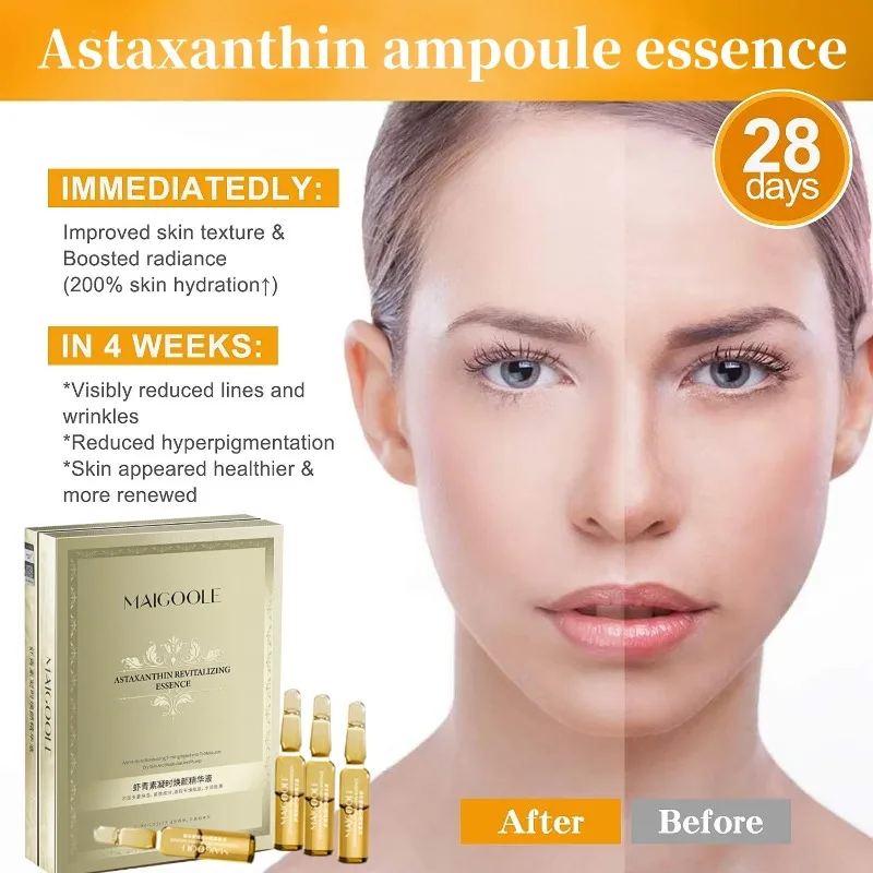 

Astaxanthin Anti Wrinkle Facial Ampoules Sets Remove Dark Spots Melanin Brighten Shrink Pores Moisturizing Fade Fine Lines