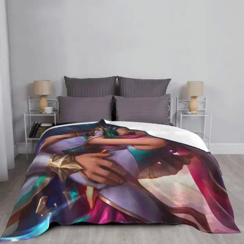 LOL League of Legends Game Star Guardian Xayah Rakan Portable Warm Throw Blankets for Bedding Travel 4