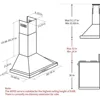 36 inch Black Wall Mount Range Hood, 900 CFM Ducted/Ductless Stainless Steel Vent Hood 6
