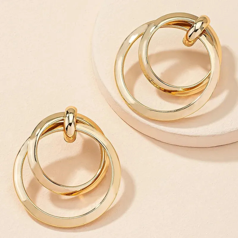 Hoop Earrings Gold Twisted Big Hoop Earrings For Women Night Club Party Girls Drop Earrings Geometric Statement