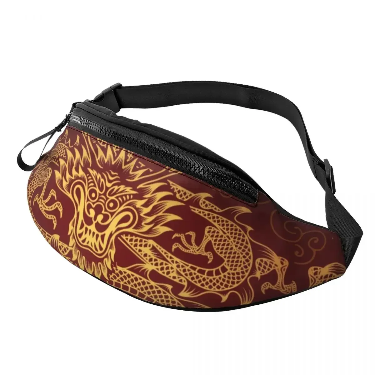 

Dragon Totem Asian Style Fanny Pack Women Men Chinese Oriental Mythical Crossbody Waist Bag for Camping Biking Phone Money Pouch