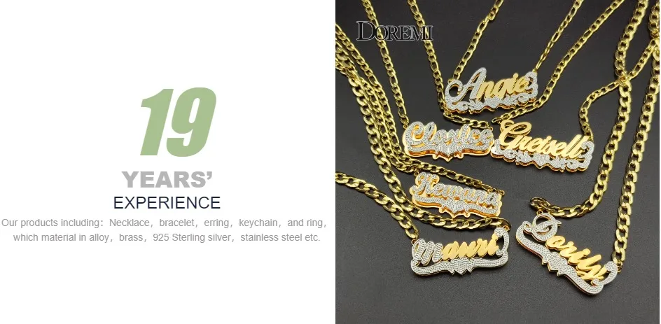 DOREMI Stainless Custom Nameplate Necklace 3D Pendant Necklace Personalized Custom Name Jewelry for Women/Men