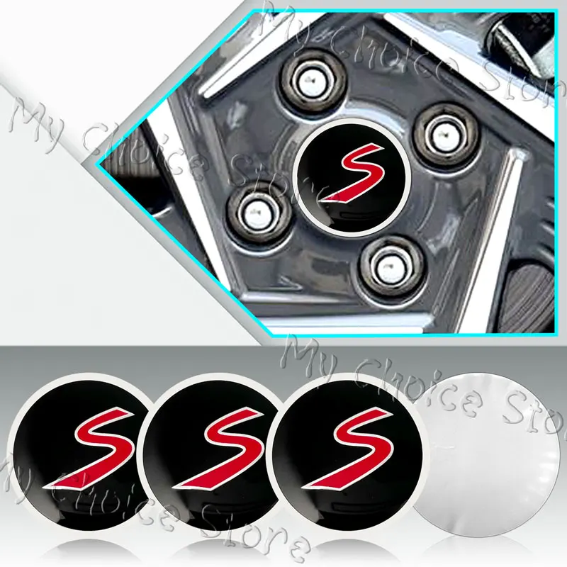 4Pcs Car Styling S Emblem Wheel Center Hub Cap Rim Hub Dustproof Cover Sticker For Mini Cooper S JCW R55 R61 R53 F54 wheel center caps