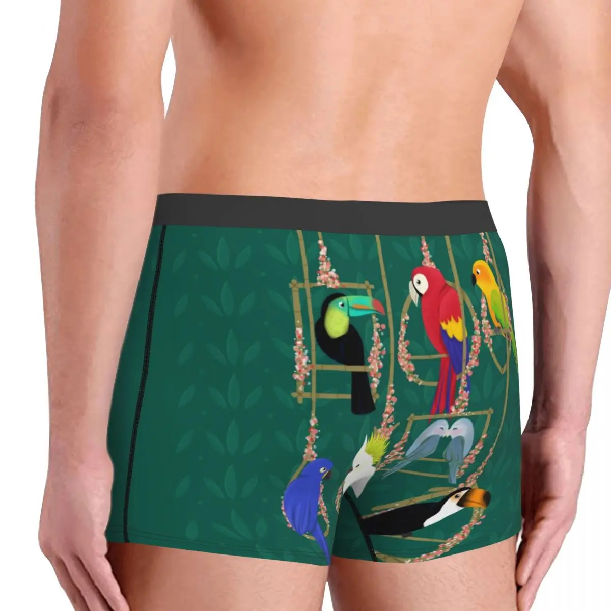 Tropical Getaway Parrot Birds Underwear Men Sexy Printed Customized Cockatiel Budgie Toucan Boxer Shorts Panties
