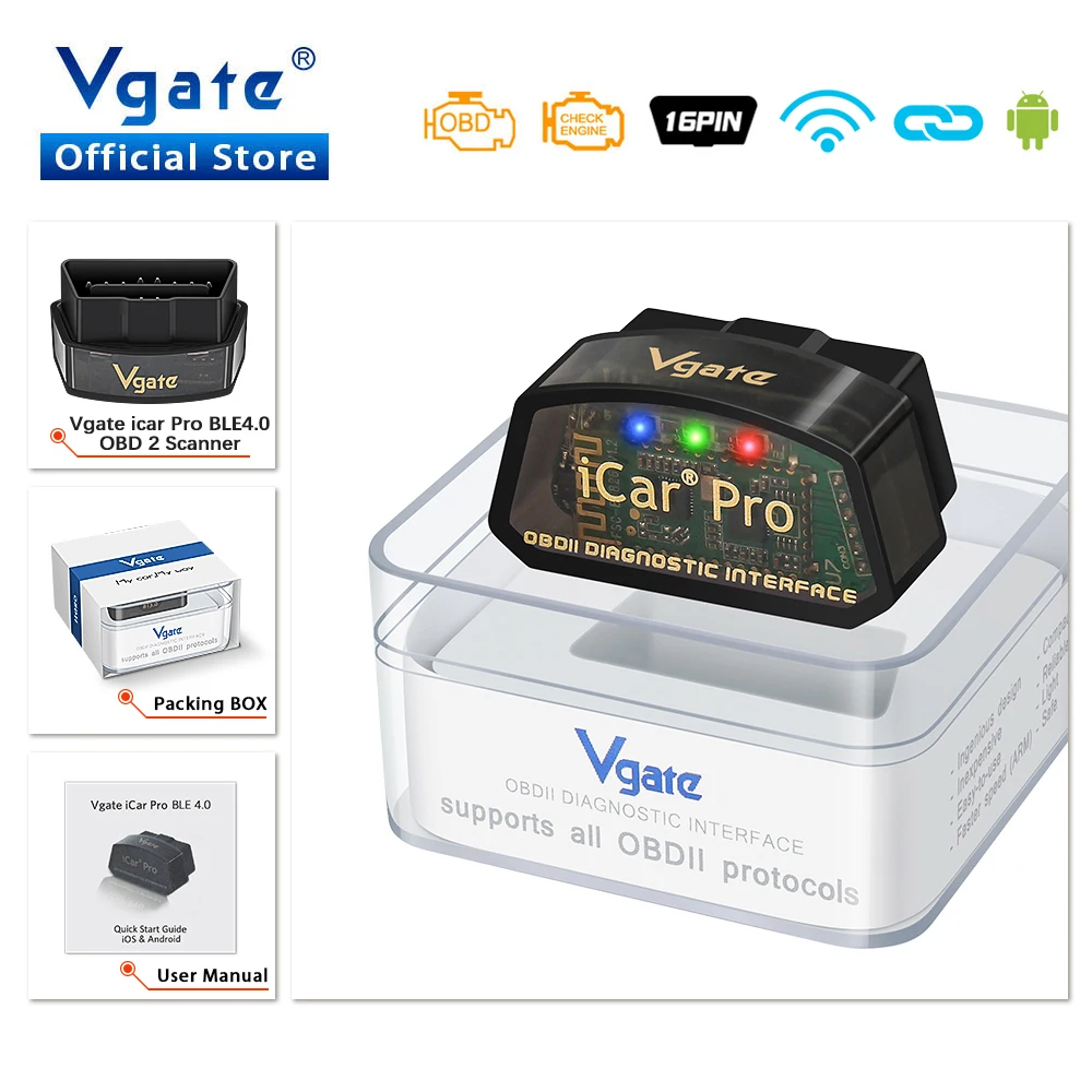 Vgate iCar Pro elm327 V2.3 OBD 2 OBD2 Car diagnostic Tools Scan ELM 327 ...
