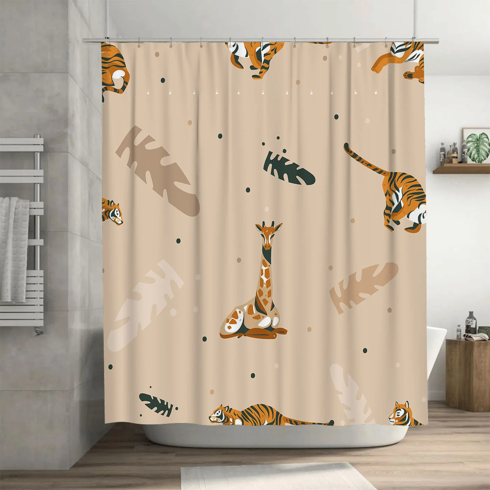 Duschvorhang Mit Labrador-Motiv – 180 X 180 Cm, Wasserdicht, Mit 12 Haken, Schokoladen-Labrador