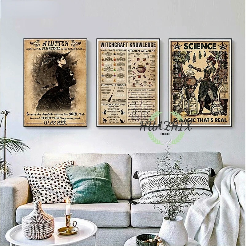 laminas decorativas pared cuadros decoración hogar Póster de papel Kraft  Vintage para decoración del hogar, póster de bruja mágica, regalos, pintura  de cocina, arte de pared, decoración Kawaii para habitación - AliExpress