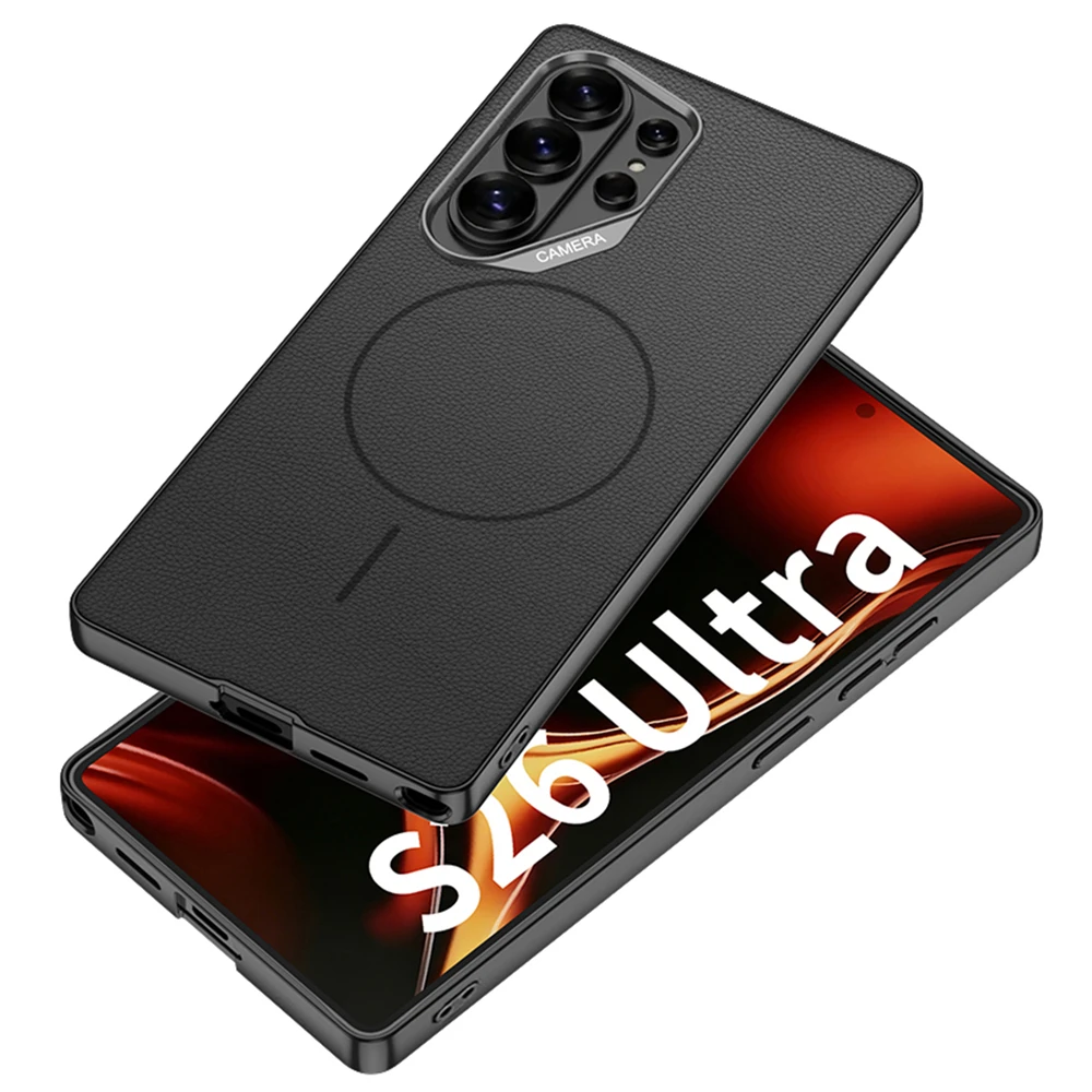 Magnetic Leather Thin Matte Phone Case with Magsafe Compatibility - Wireless Charging Shockproof Cover