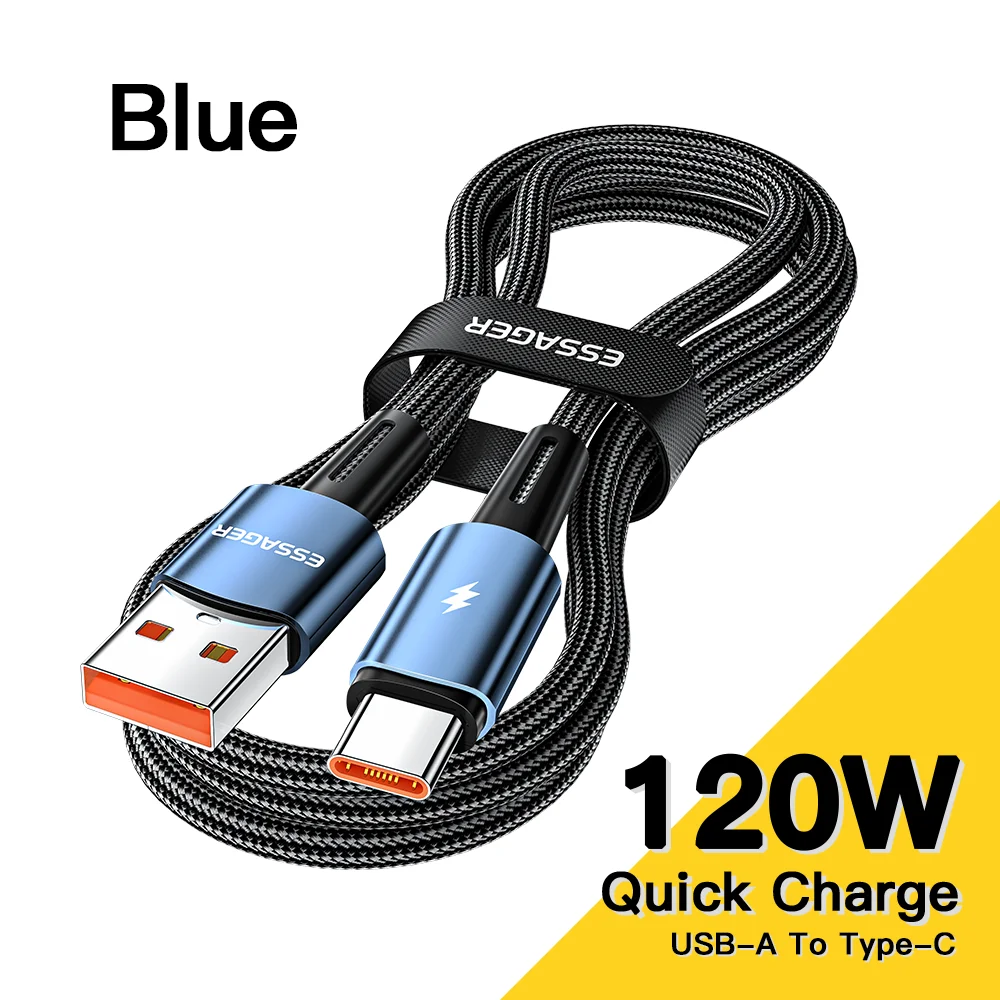 كابل Essager 120 وات USB من النوع C شحن سريع للغاية شحن سريع 6A لهاتف Xiaomi 12Pro Redmi K50 Note 11 Pro لهاتف iPhone 16 pro max 15