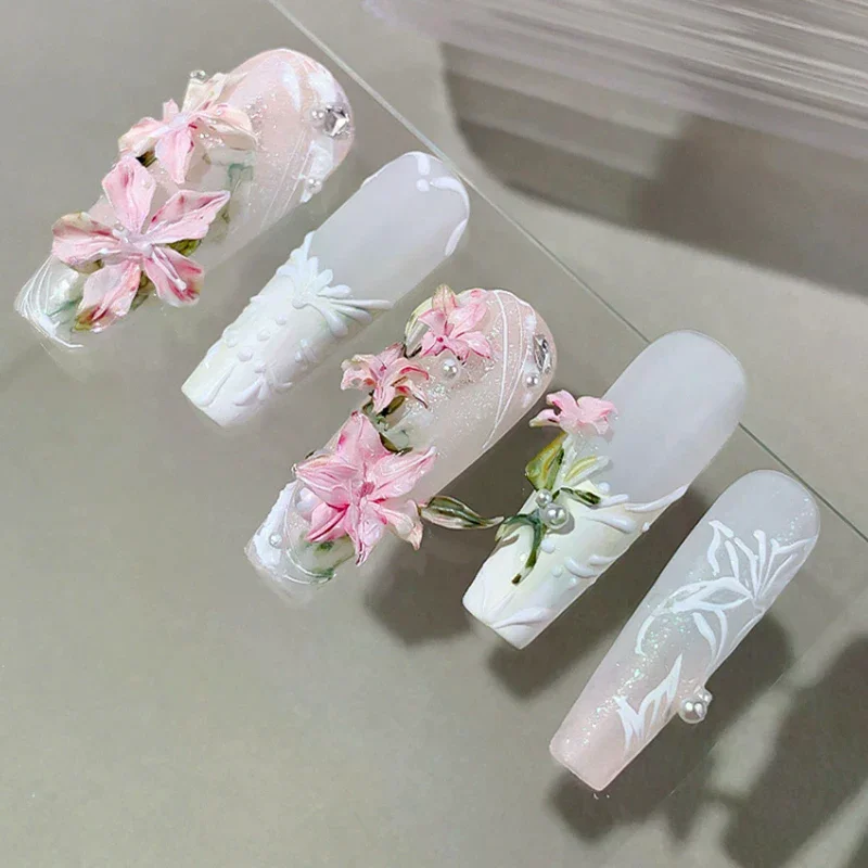 Rose Tulip Flower Silicone Relief Nail Mold Professional Nail Salon DIY 3D Nail Art Decoration Manicure Accessories