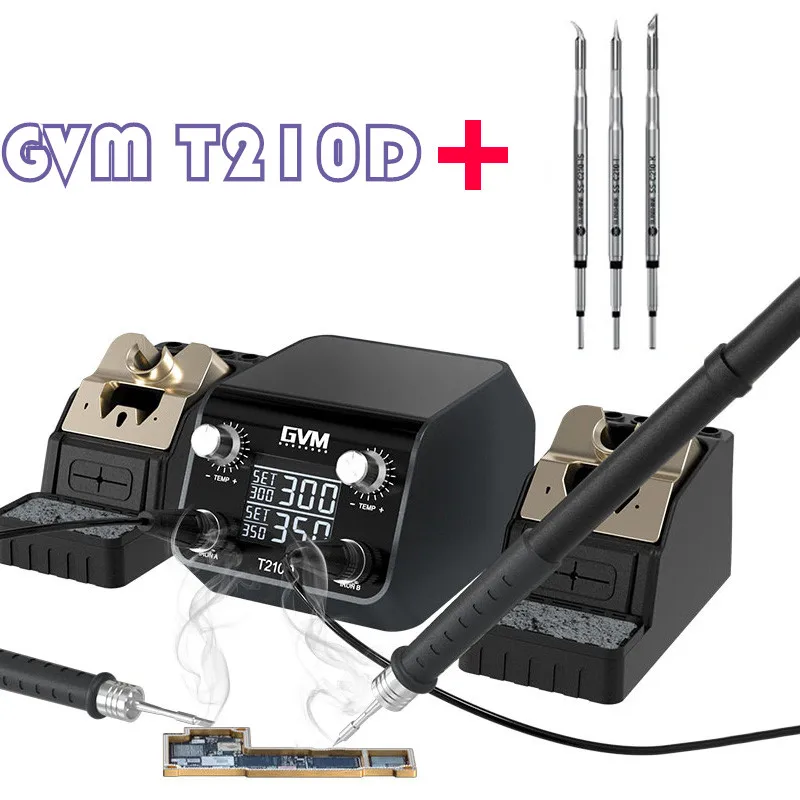 

GVM T210D dual-station fast mobile phone maintenance constant temperature soldering station