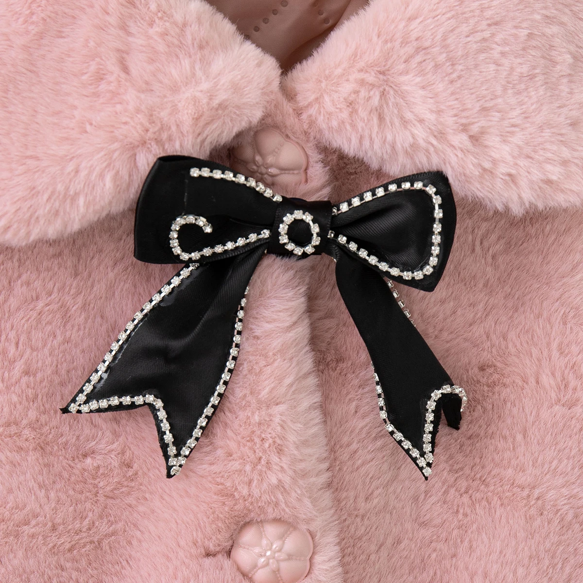 Baby Mädchen Plüsch Mantel Koreanischen Stil Bogen Einfarbig Langarm Revers Schal Mädchen Winter Täglich Halten Warme Kleidung – Detail 13