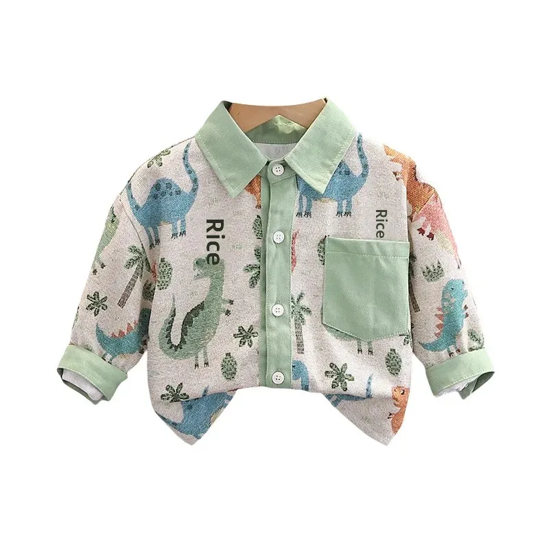 Dinosaur Print Long Sleeve Children's Shirt Toddler Kids Clothing Spring Autumn Unisex 0-5 Years Old Full Print Clothing