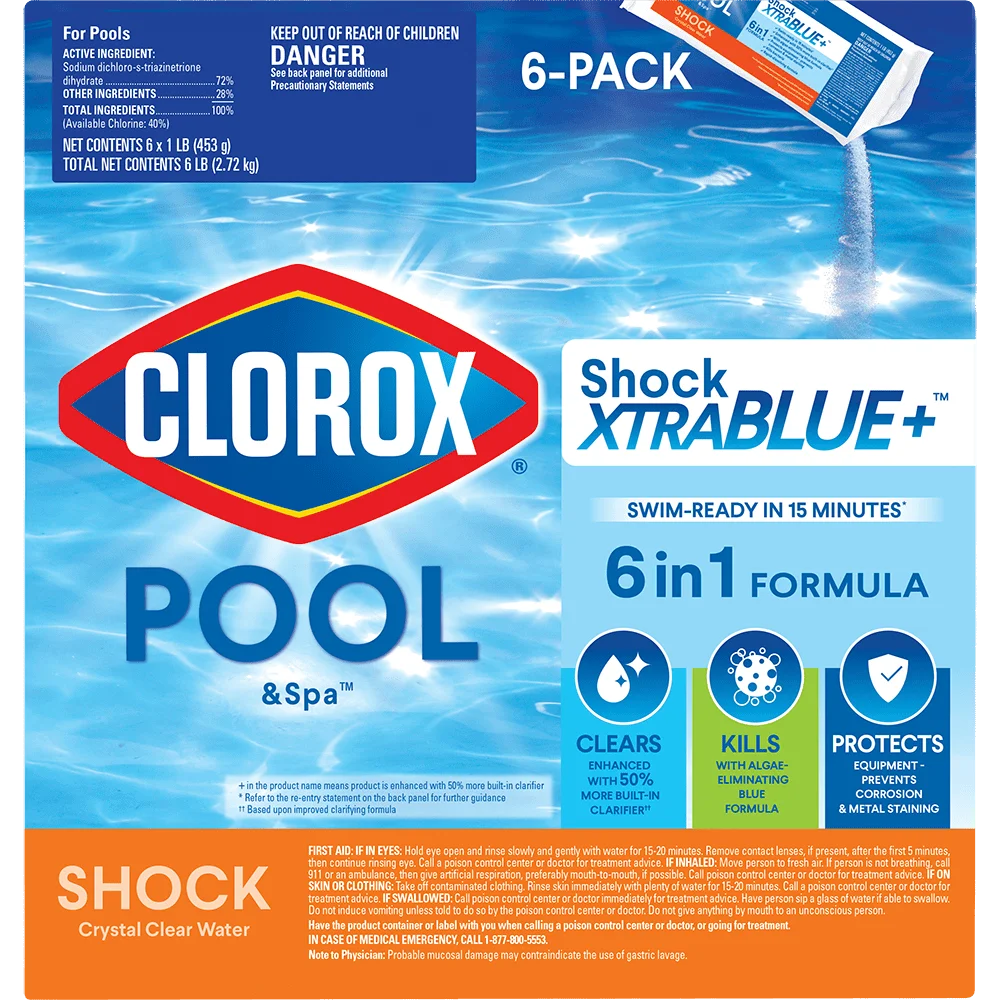 

Clorox бассейн и спа шок XtraBlue + гранулы для плавательных бассейнов, 6pk