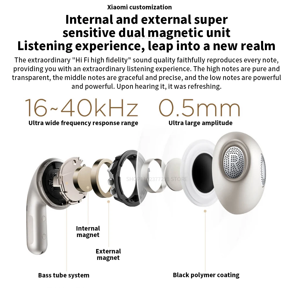 Original Xiaomi Buds 5 Earphone Tws Ai Active Noise Cancelling Hifi Wireless Bluetooth Sound Recording Headphone Lossless Audio, Alina Gadgets