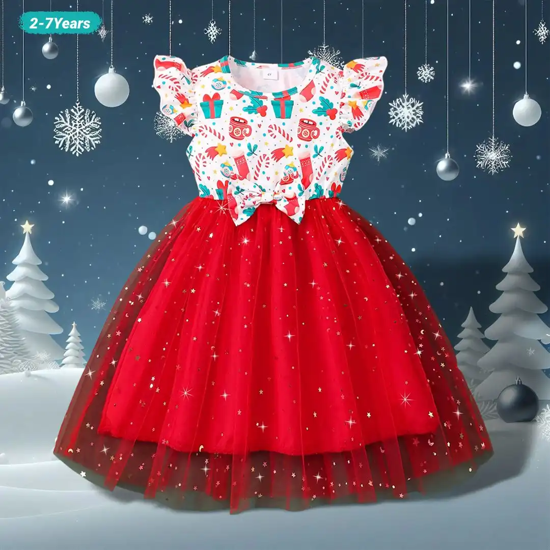 white christmas dresses Holiday Cheers Christmas Tree Tutu Dress – Mia Belle Girls main image 0