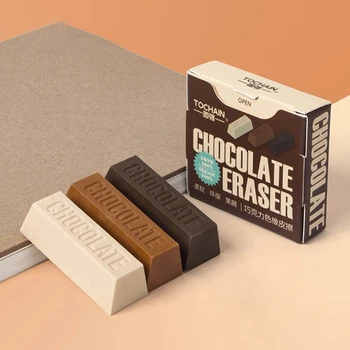 Set di 3 Gomme da Cancellare a Forma di Cioccolato, Gomme Grandi per Studenti, per Disegno e Scrittura, Cancelleria per Scuola e Ufficio