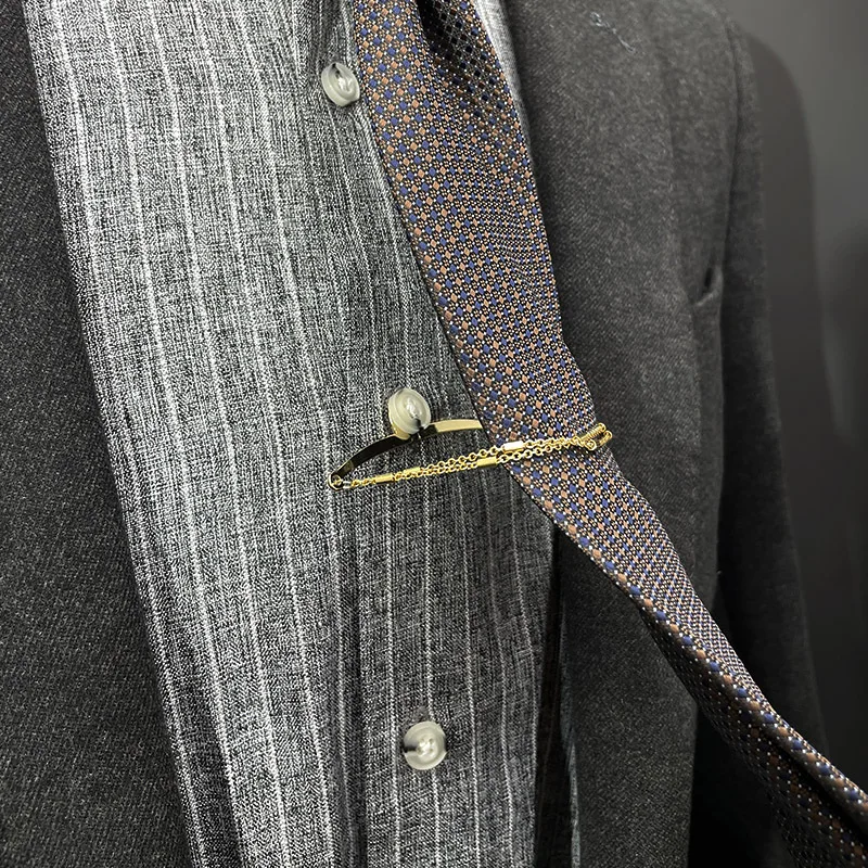 Tie Clip Mens Collar Bar Neck Tie Shirt Pin Tie 6 Cm Chain Silver Gold Clasp Tie Clip Silver