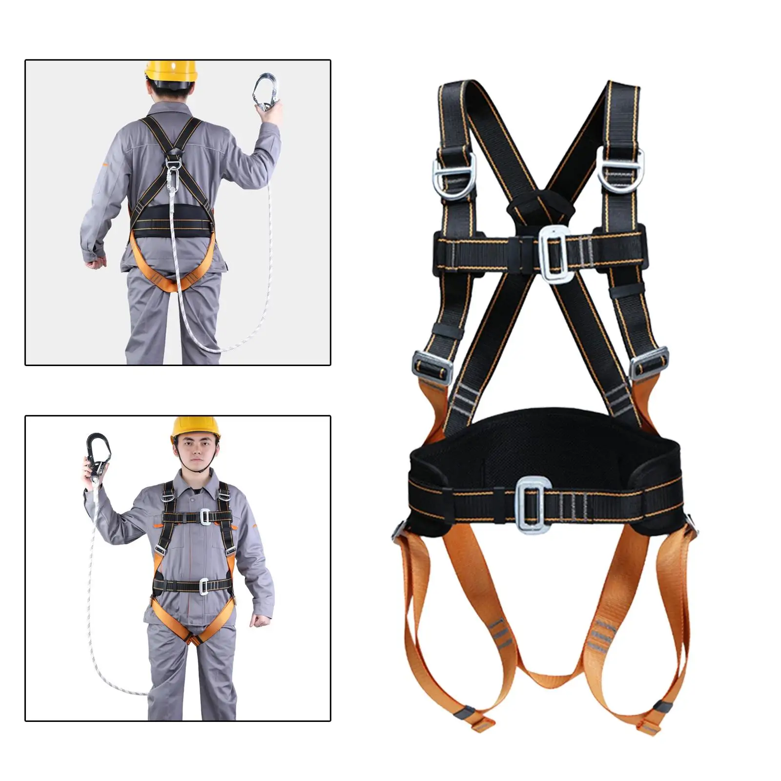 Fullbody Climbing Harness Fall Protect Safety Harness Lanyard