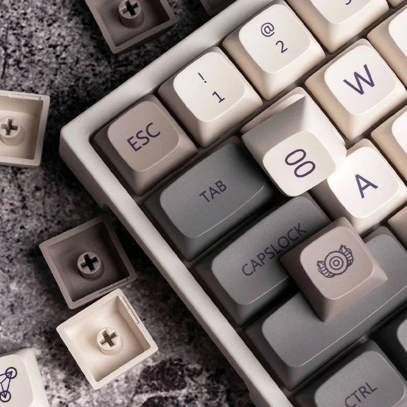 Teclas Xda Perfil Pbt Keycap Minimalista Branco Cinza Inglês Russo Japonês Coreano Keycaps para Interruptor mx Teclado Mecânico 133
