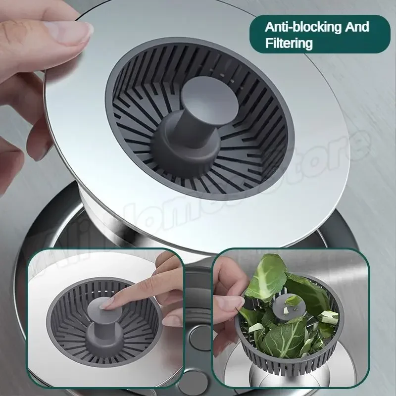 Kitchen Sink Filter 3 in 1 ABS Silver Plated Stopping Blockage