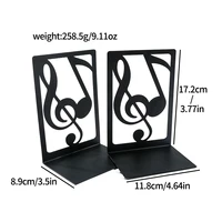 2Pcs Art Note Bookends, Literary Hollow Out Iron Bookends, Metal L-Shaped Bookends, Home Office Desktop Organiser Bookends 2