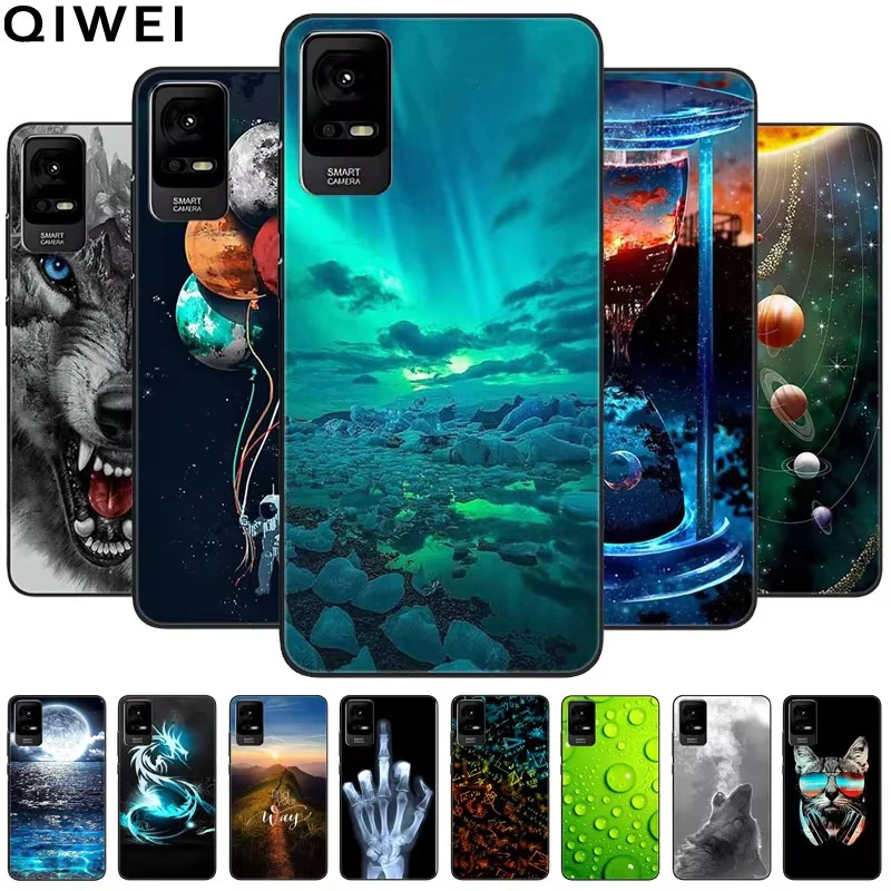 Black TPU Bumper Case with Cute Cat Design - Soft Silicon Back Cover