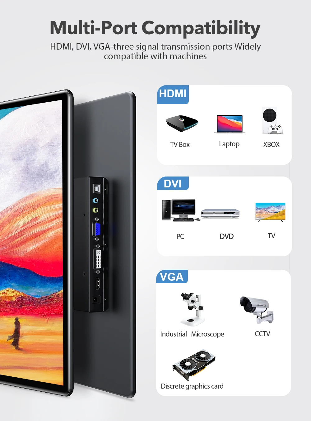 UPERFECT 15.6 ġũ  FHD 1080P IPS ޴ (HDMI VGA DVI Ʈ ) Ʈ/PC/PS4/PS5/ȭ/Ras Pi VESA  ܺ ȭ