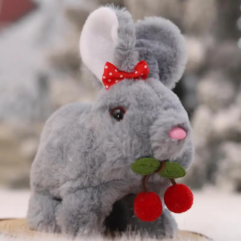 Electric Rabbit Doll Walking Plush Toys with Sounds Interactive Realistic Pet Bunny Toy Soft Stuffed Animal Doll Easter Basket
