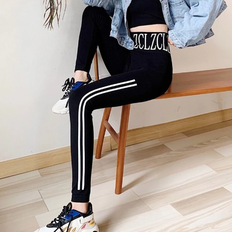 New Women Letter Leggings Fashion Black Workout High Waist Push Up Leggins Mujer Fitness Leggings Women's Spandex Pants Female
