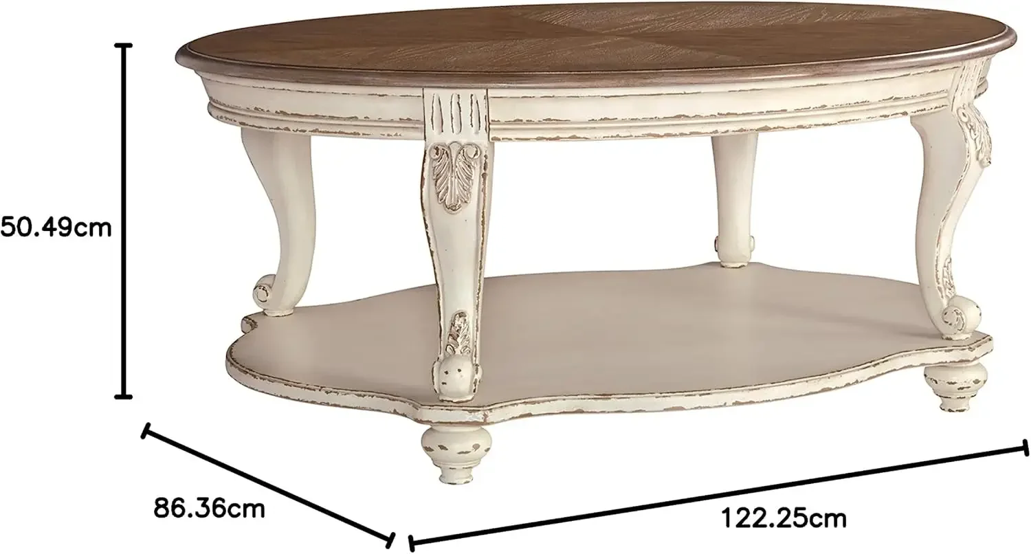 Realyn Casual Cottage Coffee Table, Antique White & Brown 6