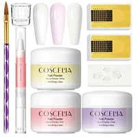 Coscelia Nail Starter Kit with 3PCS Acrylic Powder and Rose Cuticle Oil 3D Nail Mold Glass Cup Nail Art Pen Brush Nail Art Tools 1
