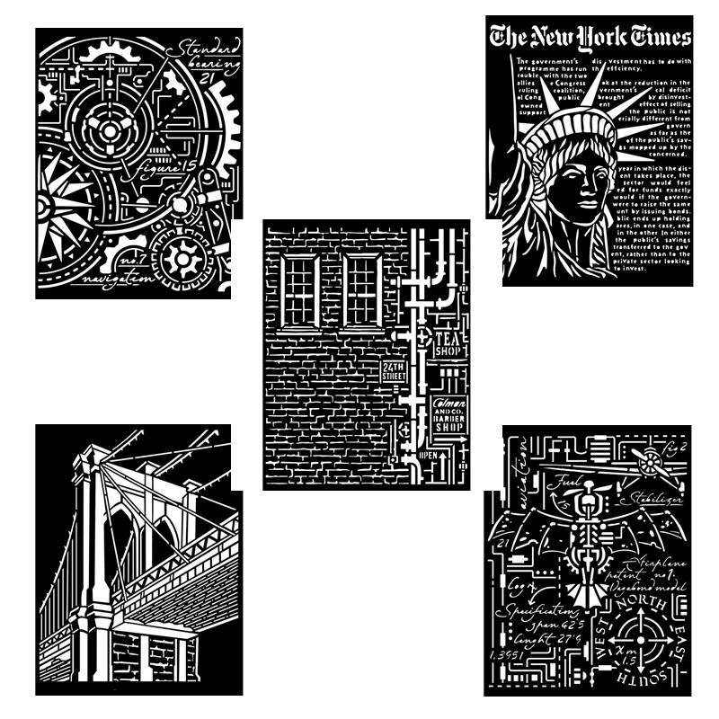 2022 New Statue Of Liberty Time Machine Background Stencil Scrapbooking Frame Card Craft No Stamp Cutting Dies