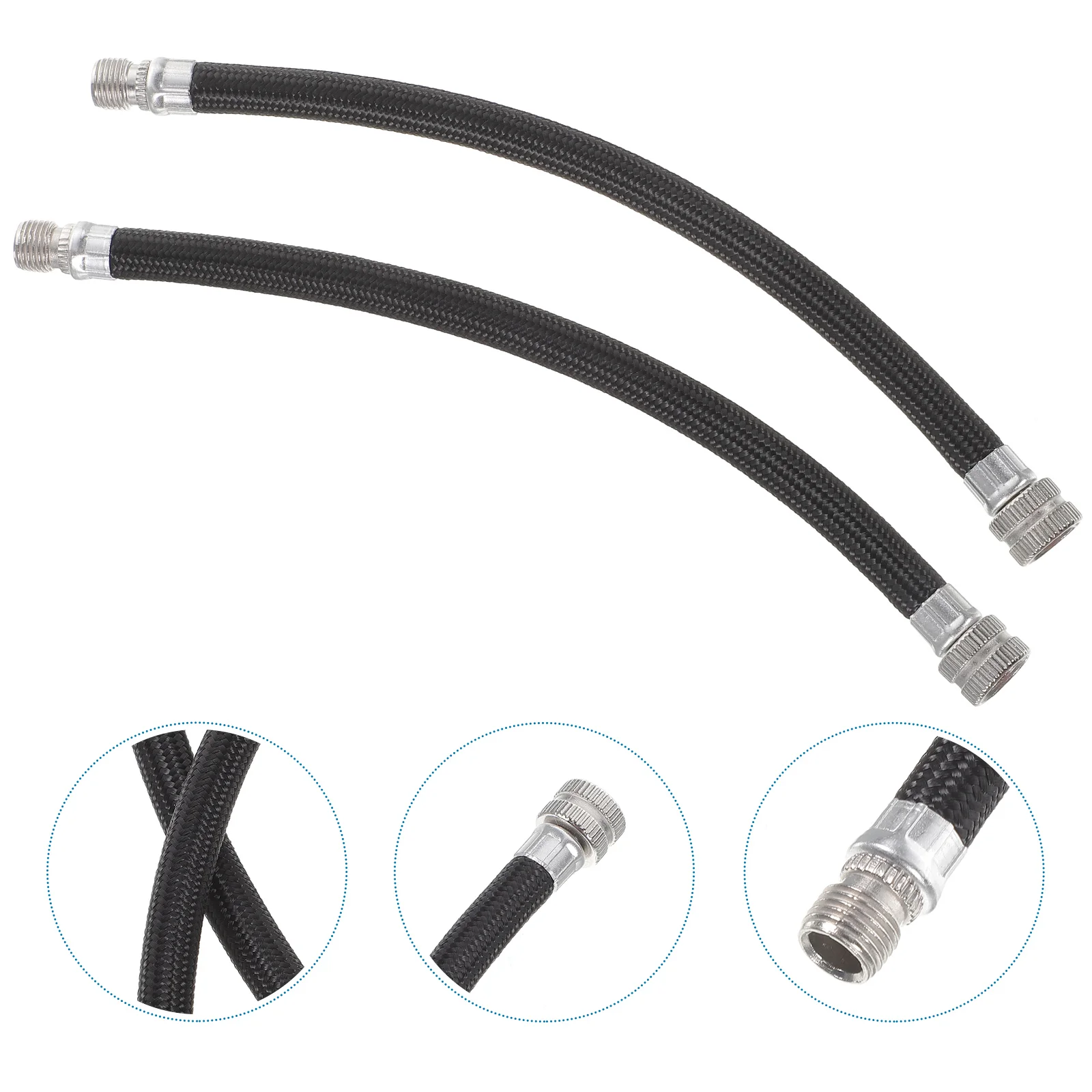 

2Pcs Pump Extension Hose Inflator Tube Cord for Schrader (Black)