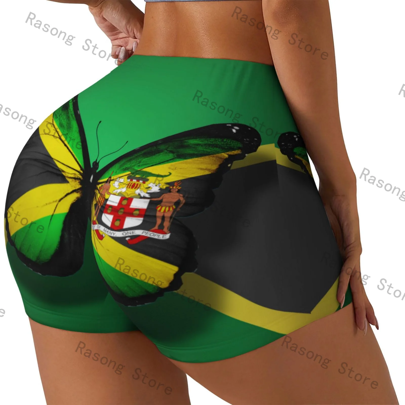 AYYQWE Short D'entraînement Pour Femme Avec Imprimé Drapeau Bleu Fin