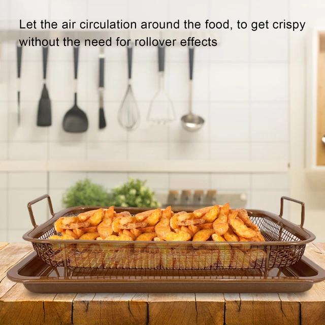 Gotham Steel Crisper Tray for Oven, 2 Piece Nonstick Copper Crisper Tray  and Basket, Air Fry in your Oven, Great for Baking and Crispy Foods, As  Seen