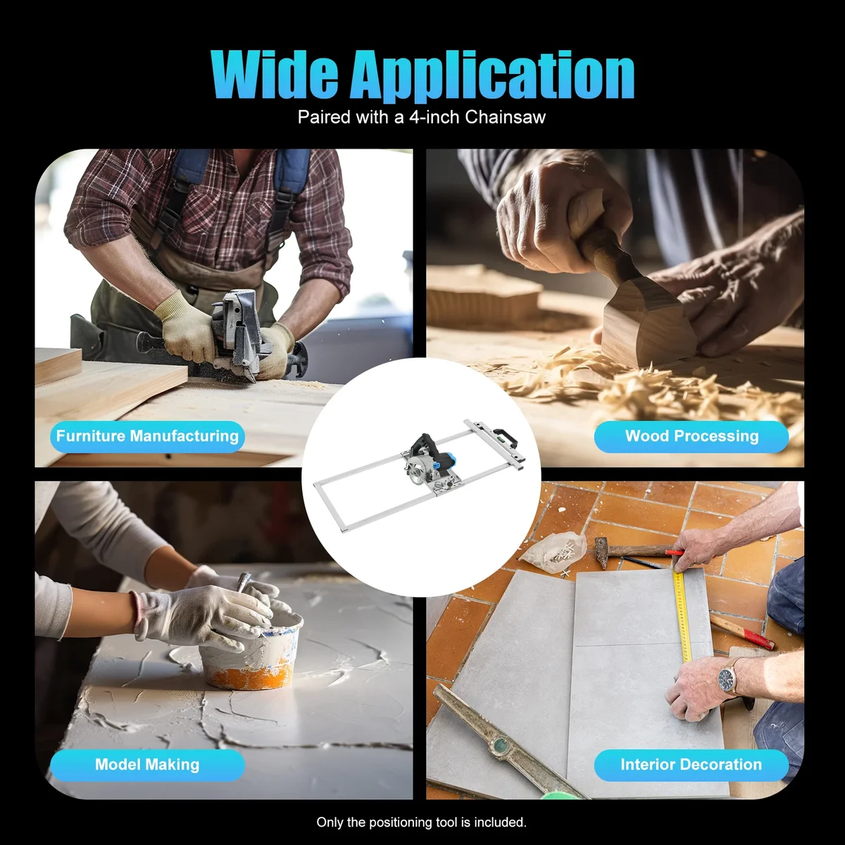 Positioning Cutting Board Tool, Circular Saw Guide System, Woodworking Accurate Rip-Cut Track Rail Edge Frame Tool For 4“ Saw — view 2