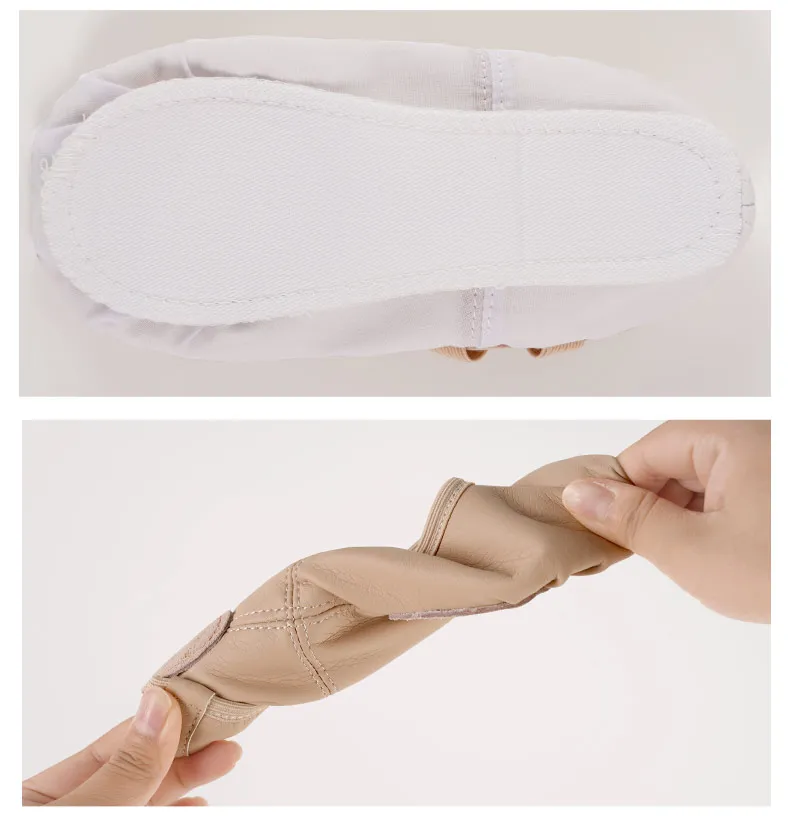 Kinder-Ballettschuhe für Mädchen, PU-Leder, weiche geteilte Sohle, professionelle Tanz-Training-Hausschuhe, rutschfest – Detail 3