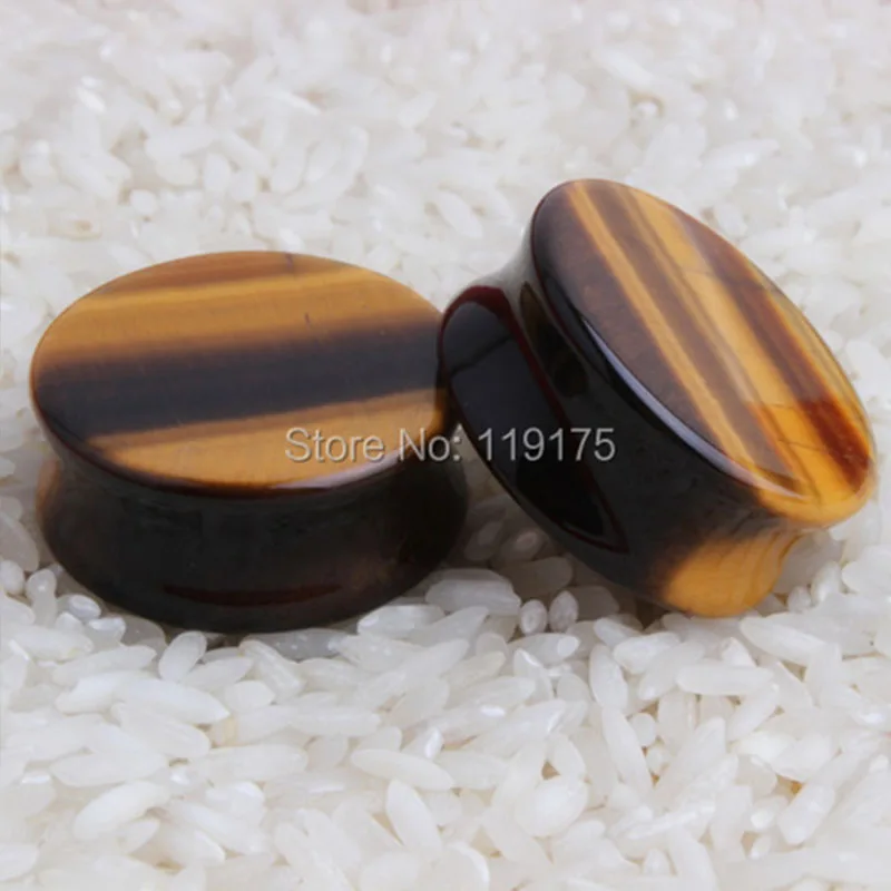 Piercing Jewelry Body Piercing Earrings Ear Piercing Jewelry Body Piercing Jewelry Body Jewelry 2pcs Yellow Tiger Eye Organic Flesh Stone Plugs and Tunnels Earring Ear Stretcher Expander Ear Gauges Piercing Women Men 6-25mm