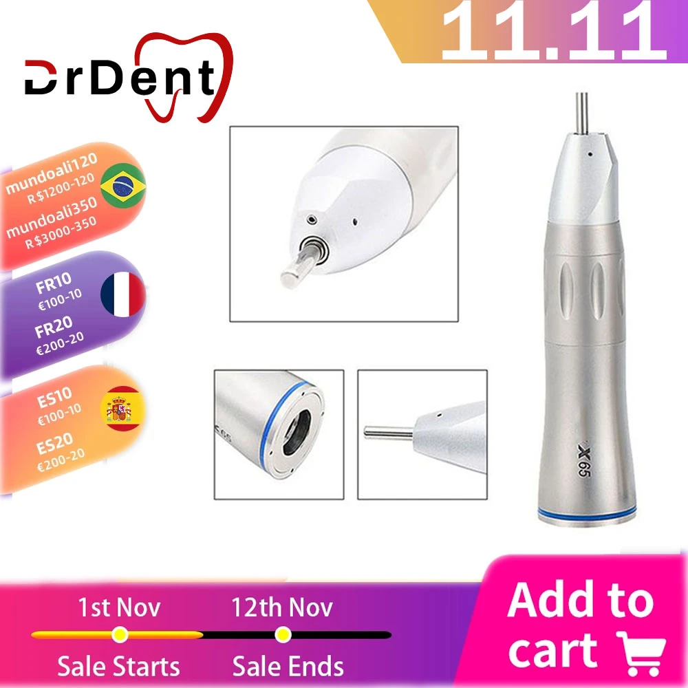 Drdent Dental 11 Handpiece With Optical Fiber X65L Straight Nose Cone