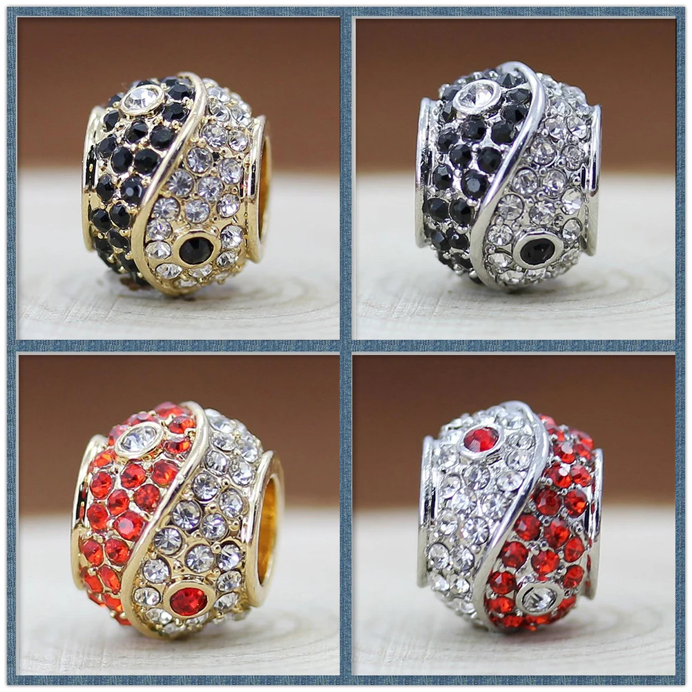 

Black White Tai Alloy Dot Rhinestone Beads Round Yin Yang Spacer Beads For Jewelry Making Accessories DIY Jewelry Crafts
