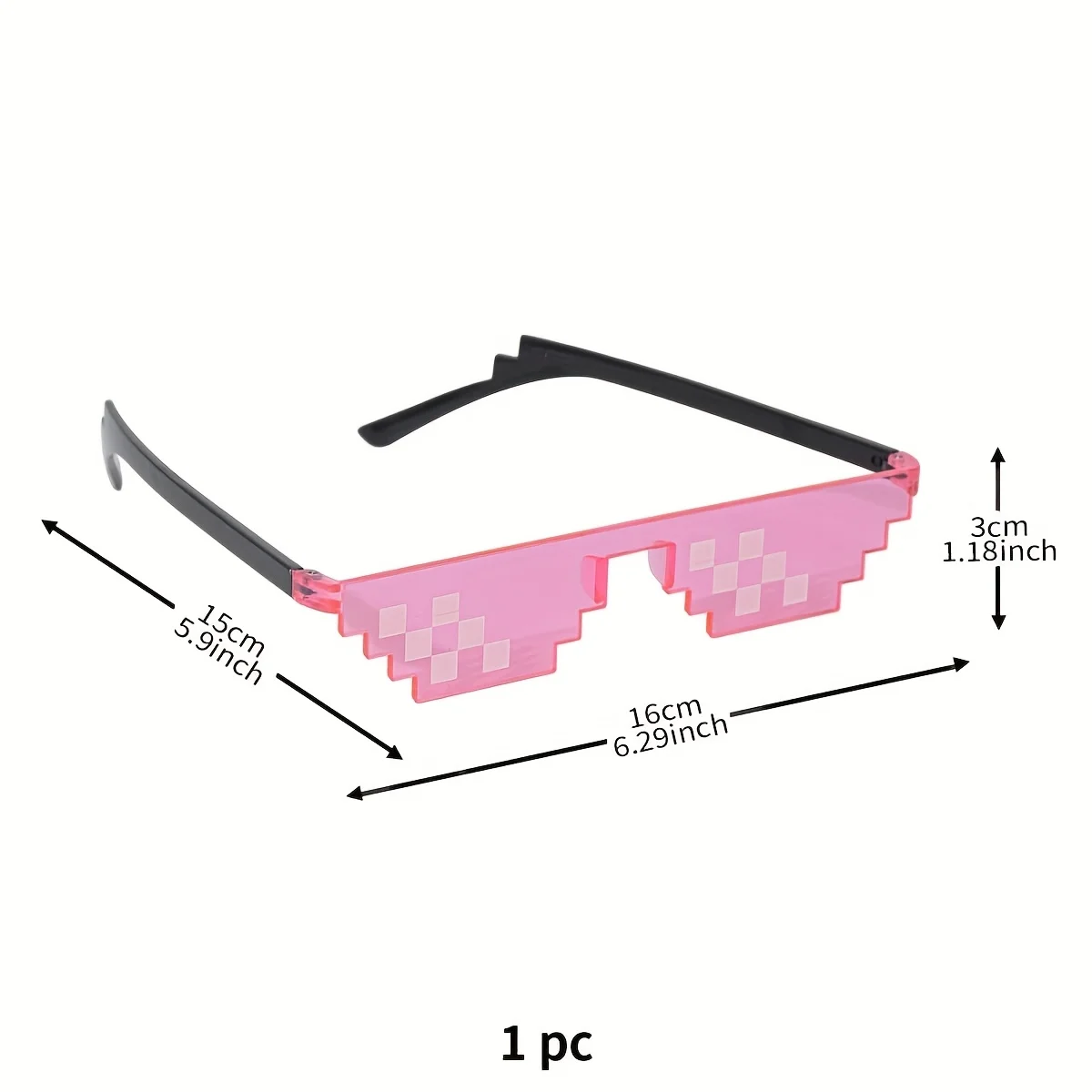 Party Glasses Durable Plastic Fun Pixelated Design for Birthdays Weddings Festive Occasions Pink Black Playful Accessory