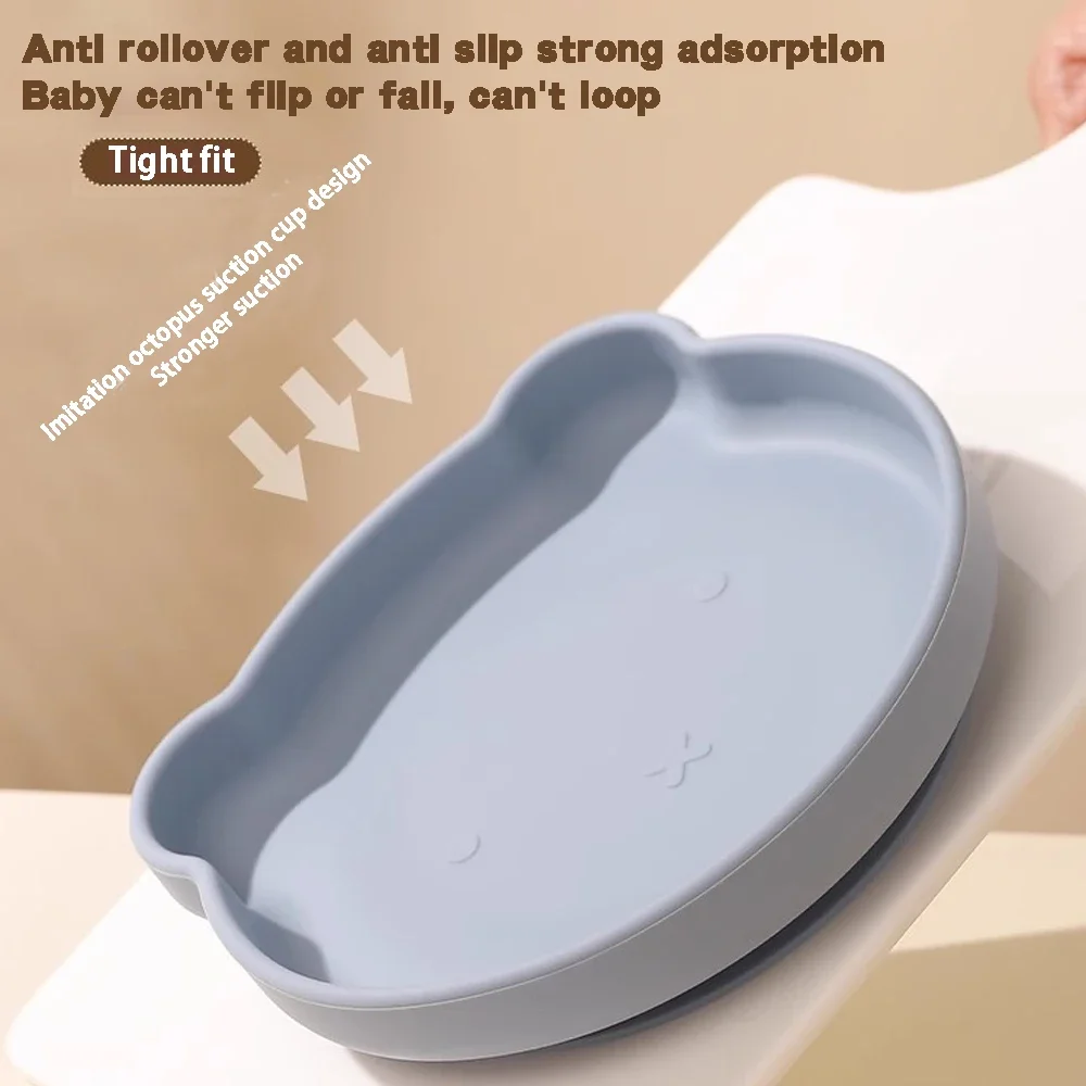 Silicone tableware set children cartoon dinner plate water cup fork spoon baby auxiliary food bowl baby silicone bowl 3