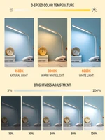 LED Double-headed Reading Table Lamp with Clip Touch Control Dimmable Light Eye Protection for Bedroom Dormitory Study Office 2