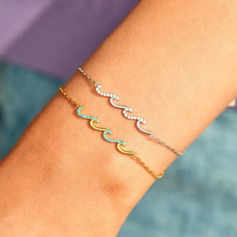 Light Luxury Wave Geometry Bracelet for Women Rhinestone Crystal Bracelets Women Wedding Wristband Party Jewelry Gifts