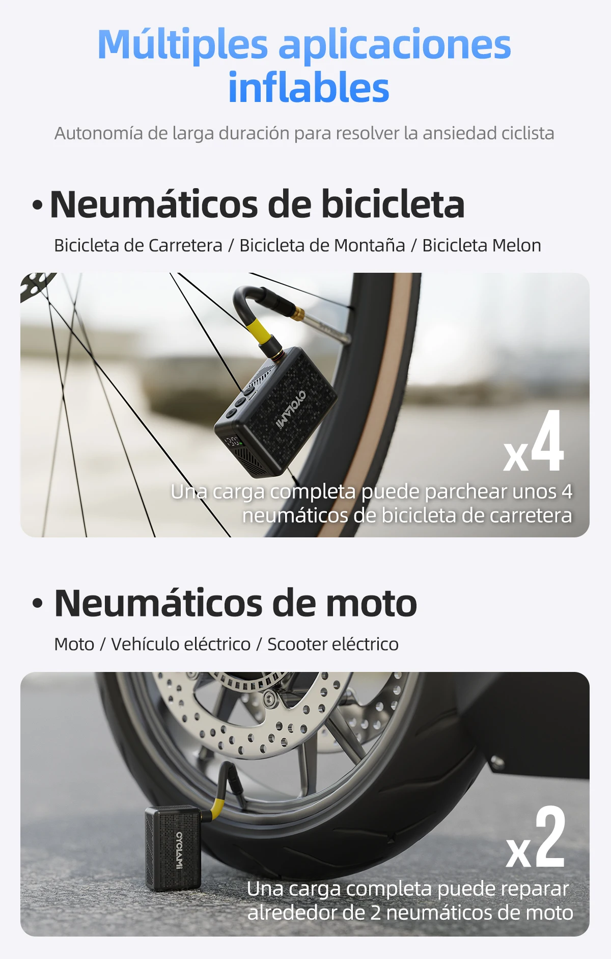 Inflador eléctrico CYCLAMI AM6 Pro – 130 PSI Inflador eléctrico CYCLAMI AM6 Pro – 130 PSI
