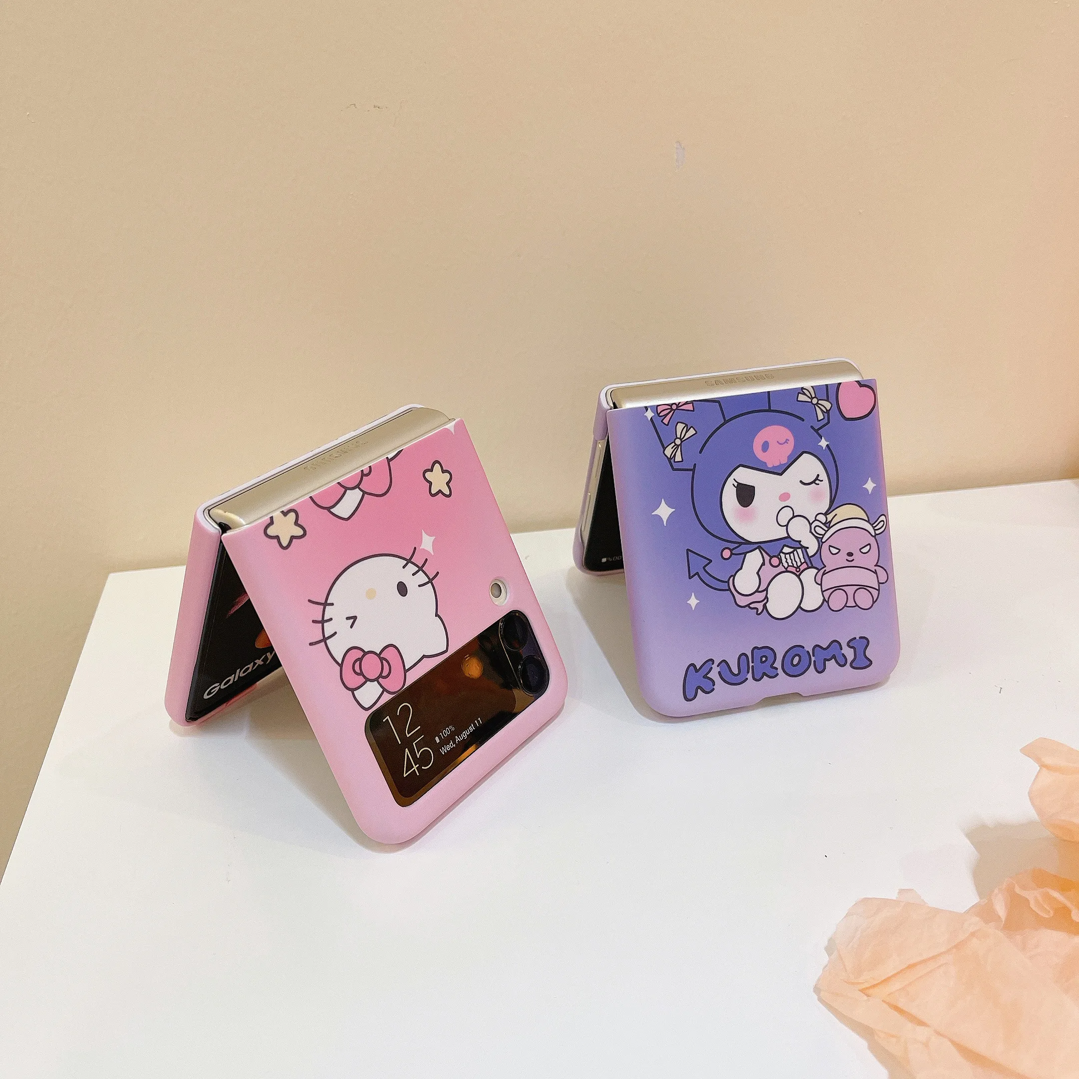 Sanrio Hello Kitty Cinnamoroll Phone Case For Samsung Z Flip 3 4 5G ZFlip3  ZFlip4 ZFlip5 Galaxy Shockproof Transparent Cover - AliExpress