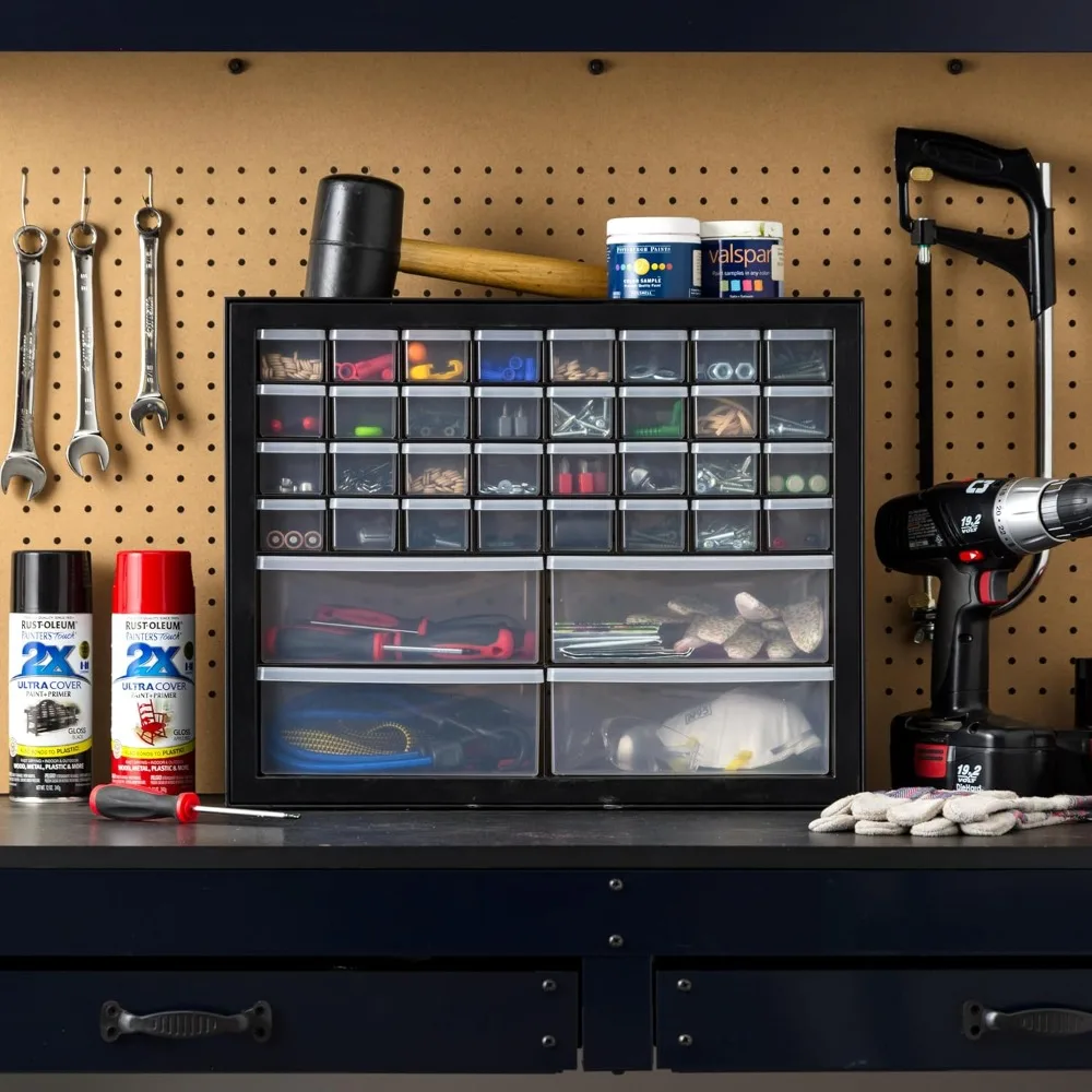 36-Drawer Small Parts Organizer, Stackable Plastic Storage Cabinet for Electronics Hardware Tools Crafts image 2