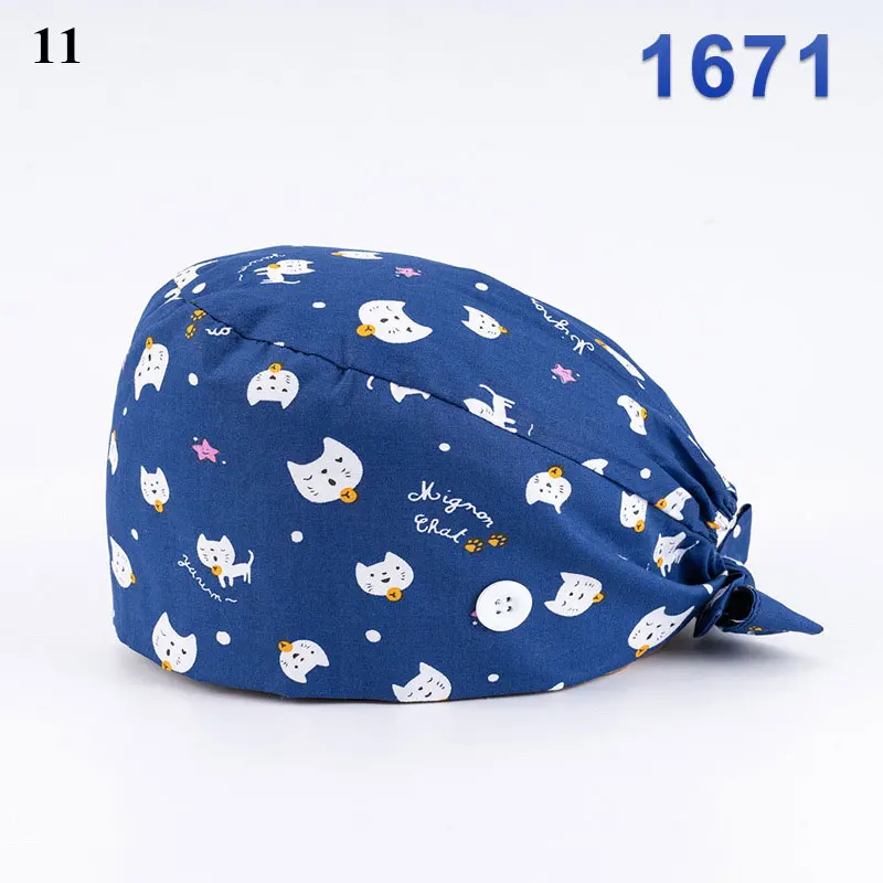 ski beanie Unisex Cotton Adjustable Scrubs Hats Floral Print Medical Caps Dental Clinic Work Hats Tieback Elastic Pet Grooming Nursing Cap winter cap